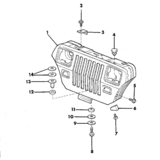 Jeep Wrangler YJ 87-95 Rubber Grill to Frame Cushions 55010844