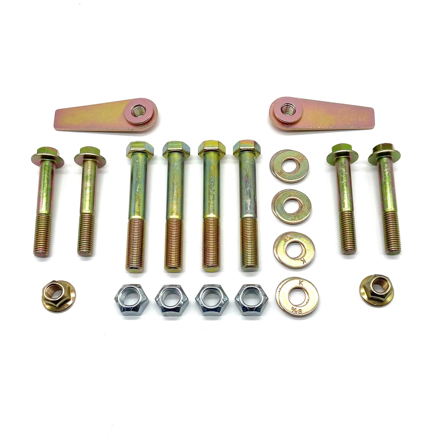 Jeep Wrangler JK JKU 07-18 Front Control Arm Bolts UPGRADE KIT 9/16" LOWERS with Flag Nuts.