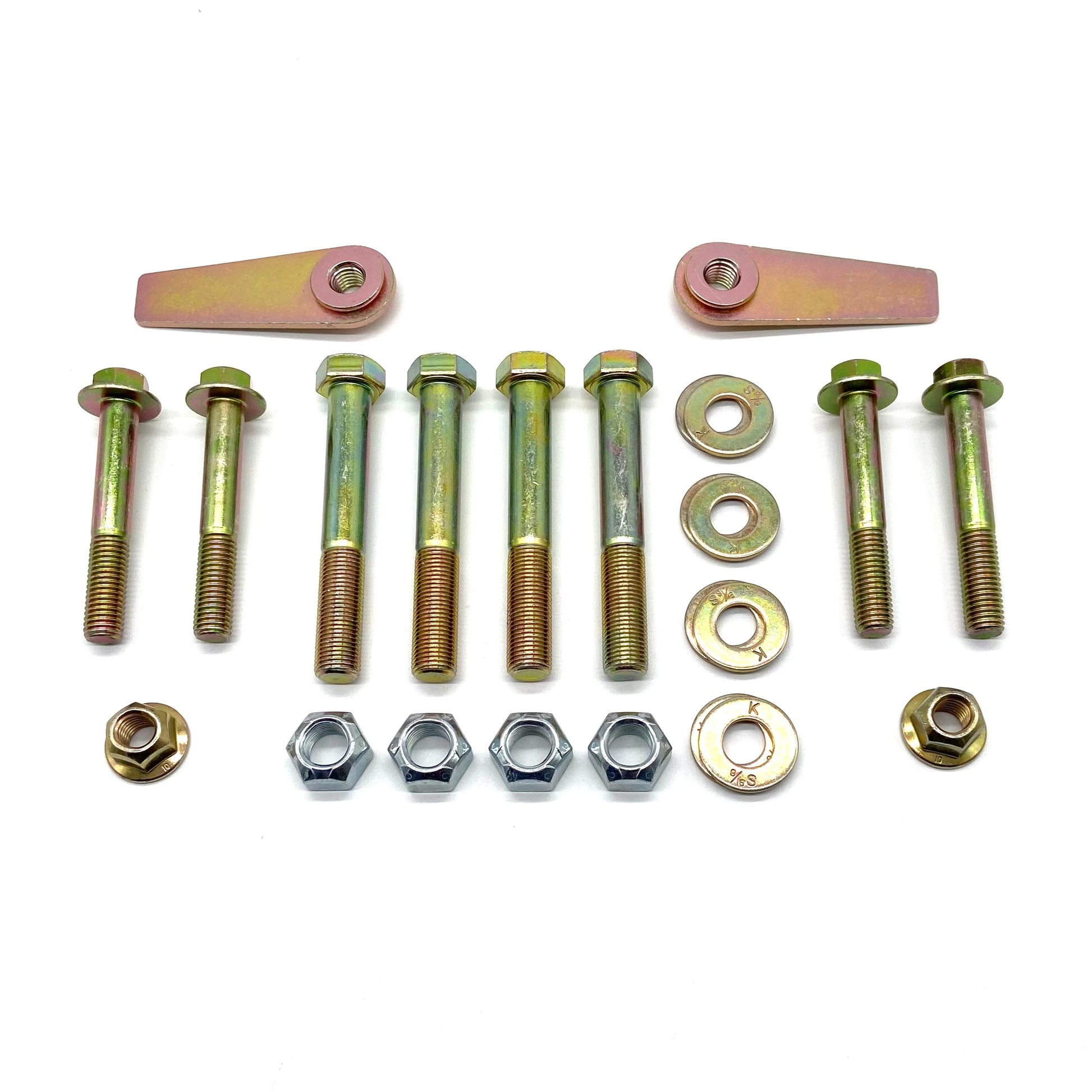 Jeep Wrangler JK JKU 07-18 Front Control Arm Bolts UPGRADE KIT 9/16" LOWERS with Flag Nuts.