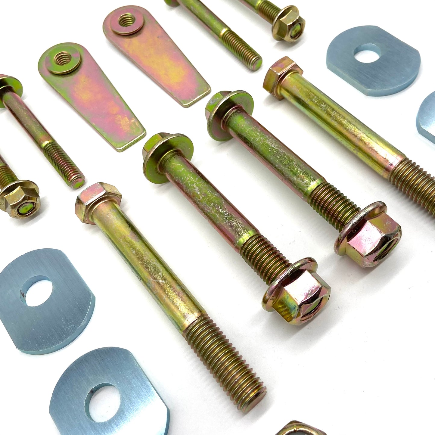 Jeep Wrangler TJ 97-06 Front Control Arm Bolts + Cam Bolt Delete Kit + Flag Nuts 10.9